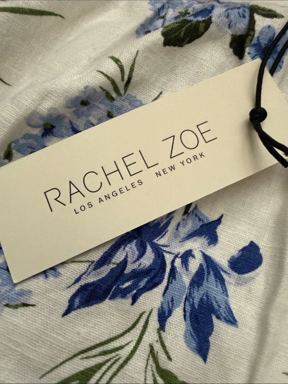 Rachel Zoe White Midi Skirt with Blue Floral Print